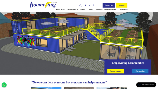 Screenshot of the Boomerang Cardiff website