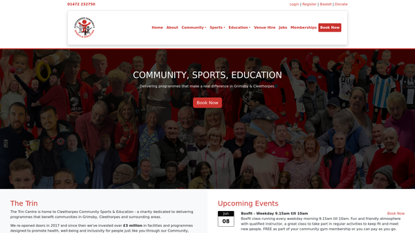 Screenshot of the Cleethorpes Community Sports And Education website