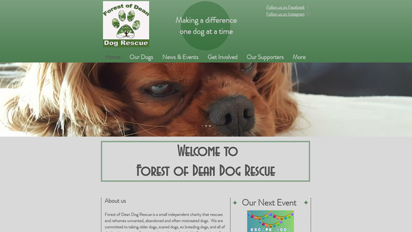 Screenshot of the Forest Of Dean Dog Rescue website