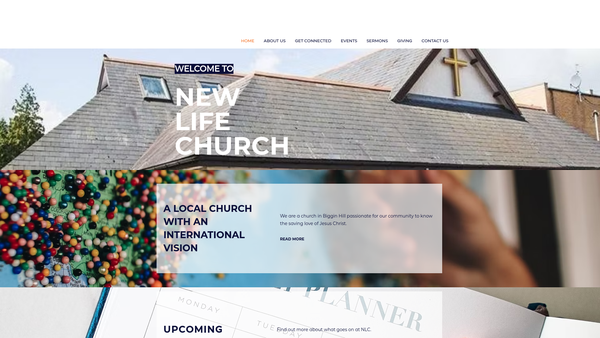 Screenshot of the New Life Church, Biggin Hill website