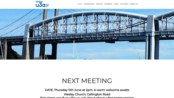 Screenshot of the Saltash U3A website