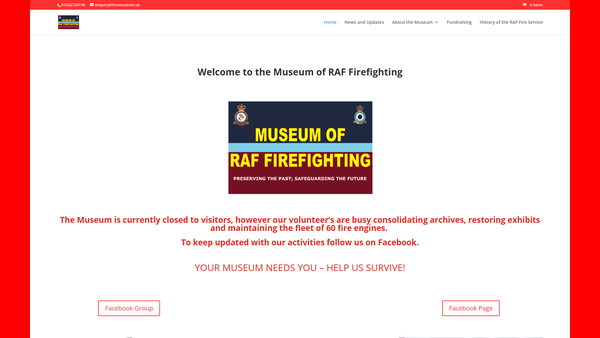 Screenshot of the Museum Of Raf Fire Fighting website