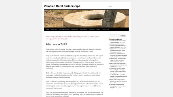 Screenshot of the Zambian Rural Partnerships website
