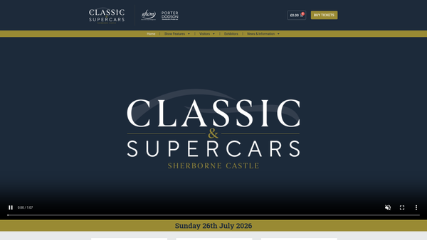 Screenshot of the Sherborne Classic Cars CIO website