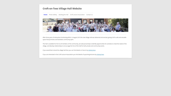 Screenshot of the Croft-On-Tees Community Village Hall website