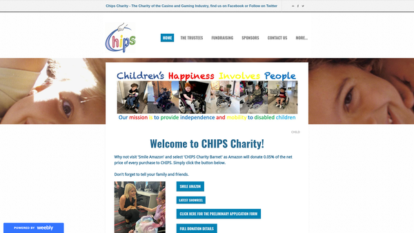 Screenshot of the Chips Charity website