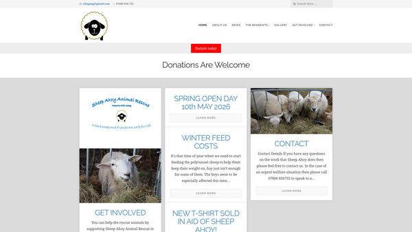 Screenshot of the Sheep Ahoy Aka Oli's Gang website