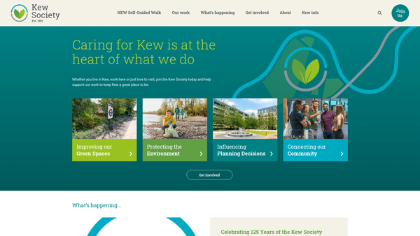 Screenshot of the The Kew Society website