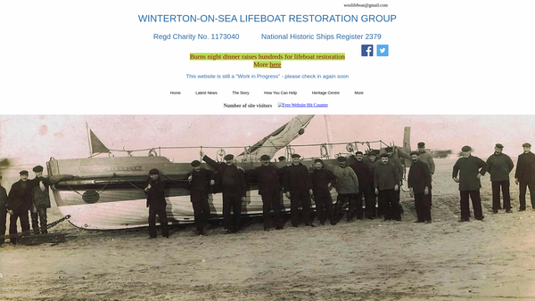 Screenshot of the Winterton On Sea Lifeboat Restoration Group website
