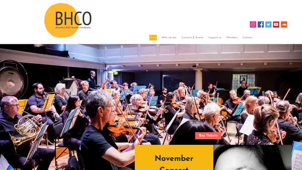Screenshot of the Brandon Hill Chamber Orchestra website