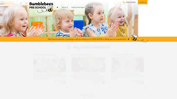 Screenshot of the Bumblebees Pre-School website