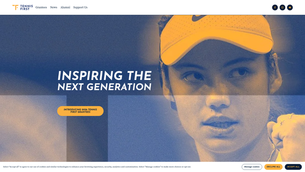 Screenshot of the Tennis First website
