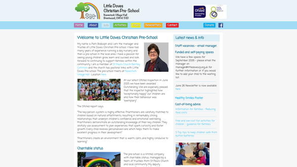 Screenshot of the Little Doves Christian Preschool Limited website