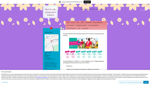Screenshot of the Arcville Playgroup And Toddlers website
