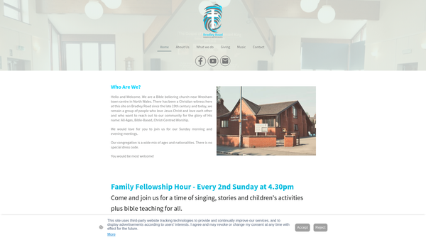 Screenshot of the Bradley Road Evangelical Baptist Church website