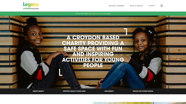 Screenshot of the Croydon Youth Zone website