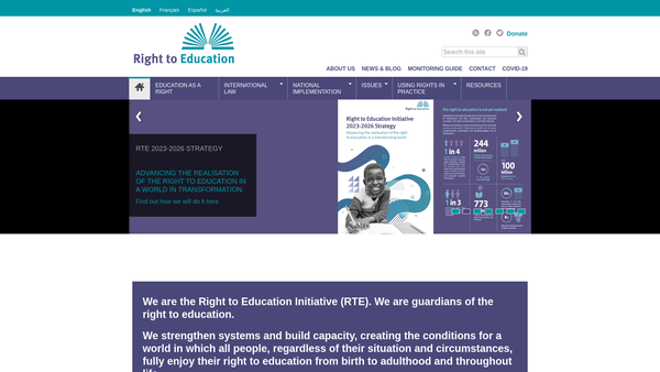 Screenshot of the Right To Education Initiative website