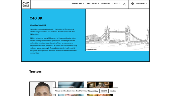 Screenshot of the C40 Cities Climate Leadership website