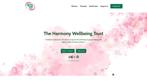 Screenshot of the The Harmony Therapy Trust website