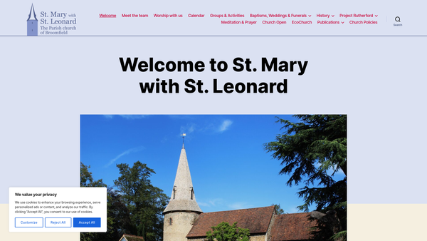 Screenshot of the The Parochial Church Council Of The Ecclesiastical Parish Of St. Mary With St. Leonard, Broomfield website