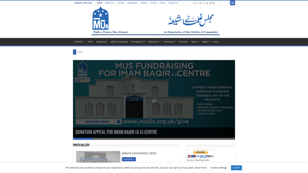 Screenshot of the Majlis-E-Ulama-E-Shia Europe website