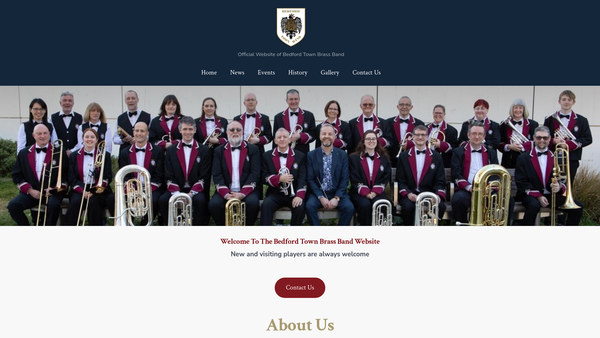 Screenshot of the Bedford Town Band website
