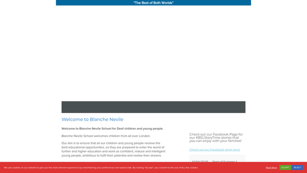 Screenshot of the Friends Of Blanche Nevile website