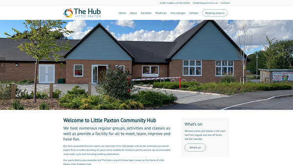 Screenshot of the The Community Hub Little Paxton Charitable Incorporated Organisation website