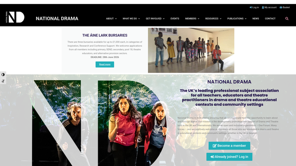 Screenshot of the National Drama website
