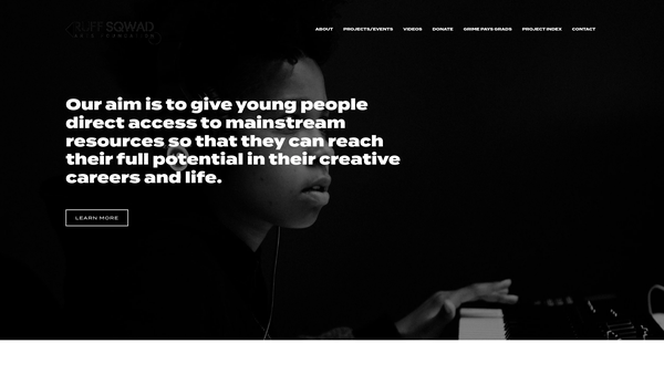Screenshot of the Ruff Sqwad Arts Foundation website