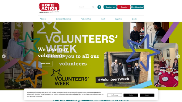 Screenshot of the Hope Into Action: Mid Sussex website