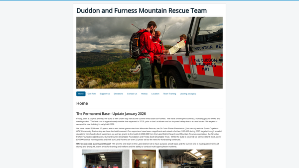 Screenshot of the The Duddon And Furness Mountain Rescue Team CIO website