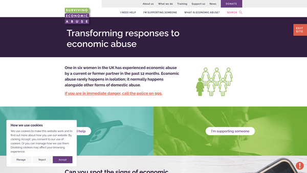 Screenshot of the Surviving Economic Abuse website