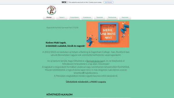Screenshot of the Hungarian Club And School website