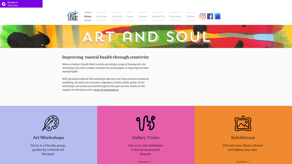 Screenshot of the Art & Soul website