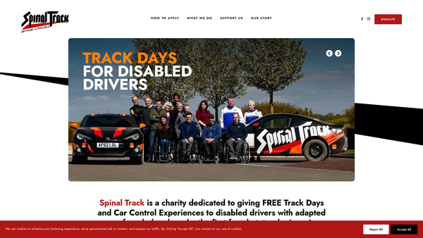 Screenshot of the Spinal Track website