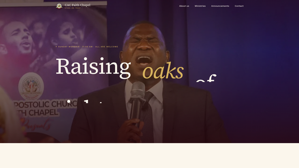 Screenshot of the Christ Apostolic Church Faith Chapel website