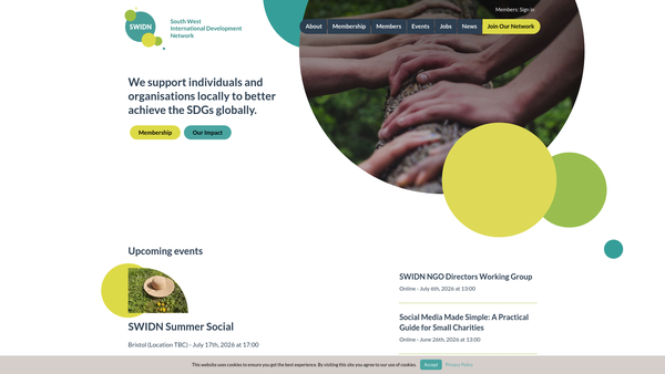 Screenshot of the South West International Development Network website