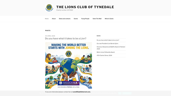 Screenshot of the The Lions Club Of Tynedale website