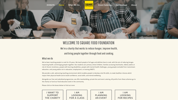 Screenshot of the Square Food Foundation website