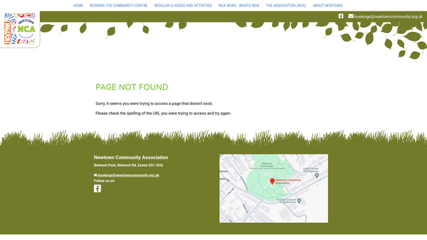 Screenshot of the Newtown Community Association (Exeter, Devon) website
