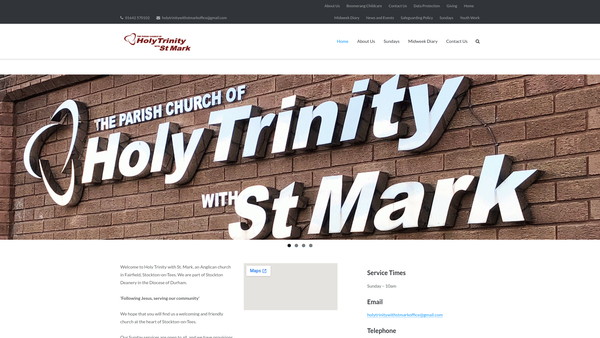 Screenshot of the The Parochial Church Council Of The Ecclesiastical Parish Of Holy Trinity With Saint Mark, Stockton-On-Tees website