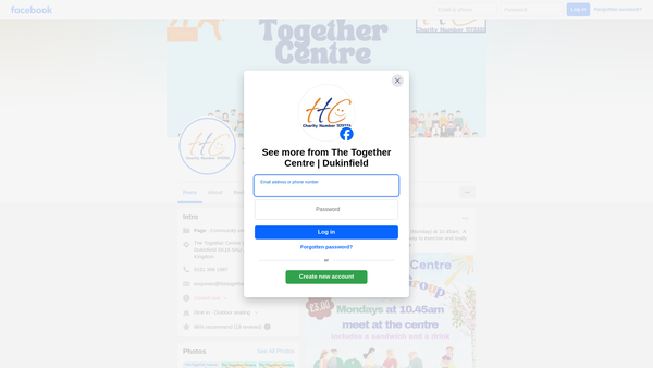 Screenshot of the The Together Centre @ Loxley House CIO website