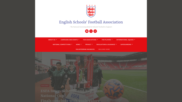 Screenshot of the The English Schools' Football Association website