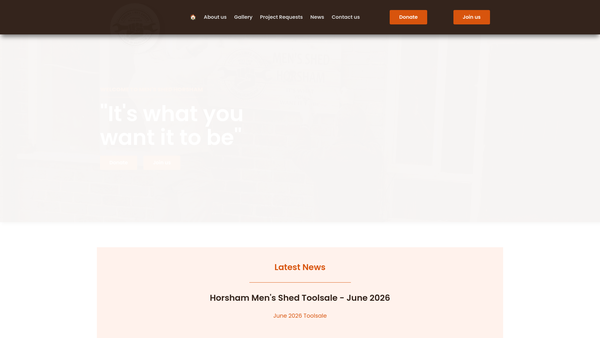 Screenshot of the Men's Shed Horsham website