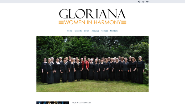 Screenshot of the Gloriana: Women In Harmony website