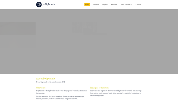 Screenshot of the Poliphonia website