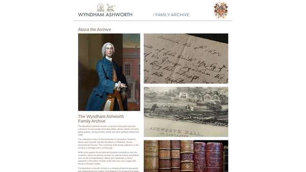 Screenshot of the The Wyndham Ashworth Archive website