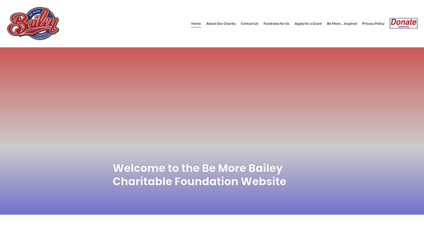 Screenshot of the Be More Bailey Charitable Foundation website