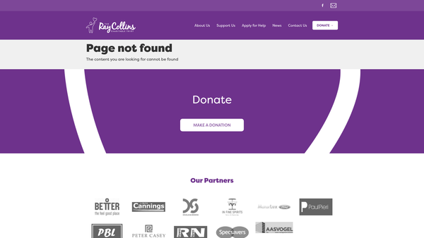 Screenshot of the The Ray Collins Charitable Trust website